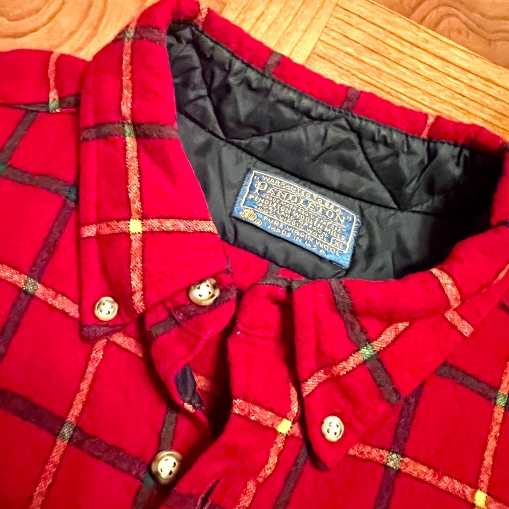 vintage PENDLETON red wool button shirt